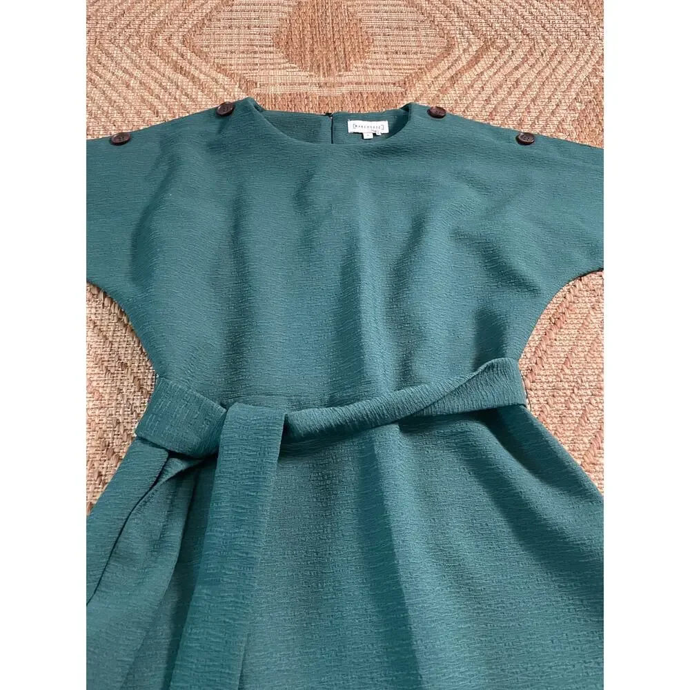 ASOS Warehouse. Green EU sz 8 shortsleeve belted midi dress mod minimalist - Picture 3 of 8